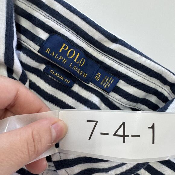 Polo Ralph Lauren Polo Shirt Mens Extra Large Blue Striped Classic Fit Pony Logo - Picture 3 of 6